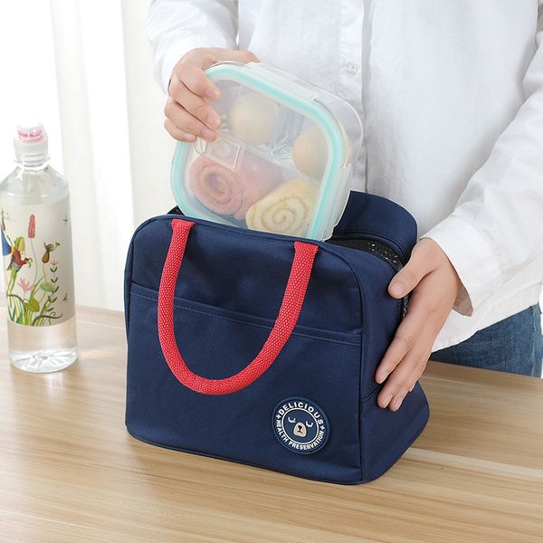 

lunch box insulation bag thick aluminum foil lunch bag portable male and female students waterproof insulation, Blue;pink