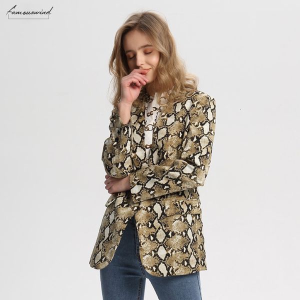 

vintage snake print blazer notched collar long sleeve coat outerwear female loose casaco long sleeve pockets feminines ca154, White;black