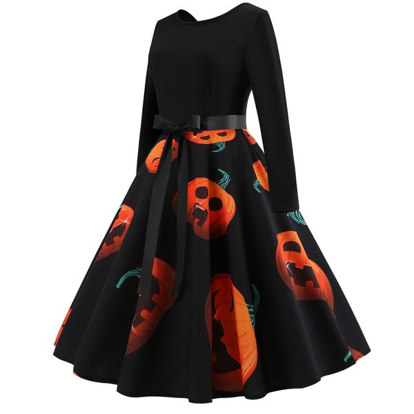 

halloween dress women long sleeve pumpkin vintage costumes christmas carnival party clothing autumn warm cosplay clothes, Silver