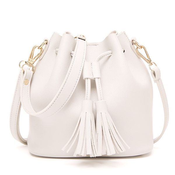 

women bags tassel drawstring bucket bags small quality leather female shoulder bag trend brief lady crossbody bag