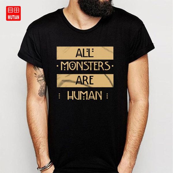 

all monsters are human t shirt, White;black