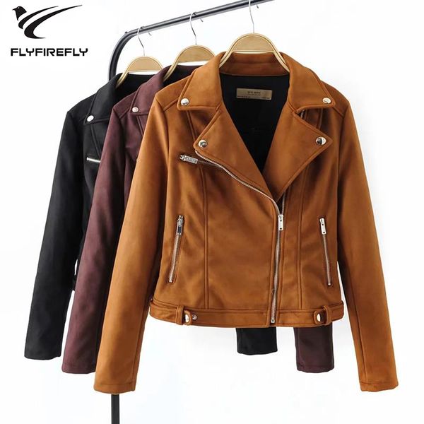 

2019 pu leather jacket women autumn winter zipper motorcycle coat punk biker jackets korean streetwear long sleeve suede jacket, Black