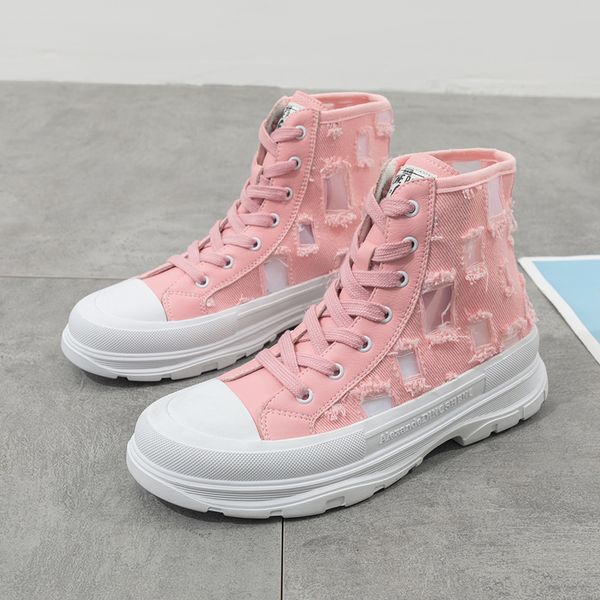 

canvas retro women boots breathable high-women boots lace-up outdoor hollow female platform ankle hiking 35-40