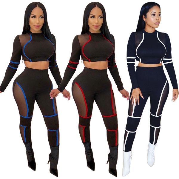 

women's tracksuits women's new fashionable and popular sports suit mesh splicing sports suit outfits outwear sportswear sweatsuit, Gray