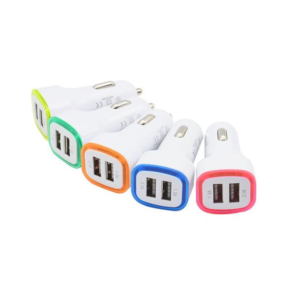 

5v 2.1a dual usb ports led light car charger adapter universal charing adapter for iphone samsung note 10 htc lg cell phone