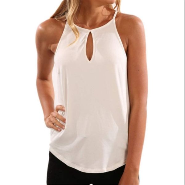 

women sleeveless sling solid color vest casual loose summer party bmf88, White