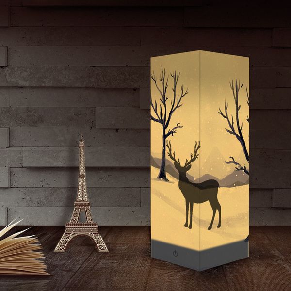 

creative christmas deer night light for chlidren bedroom bedside decorative light usb 3d shadow lamp kid's gift