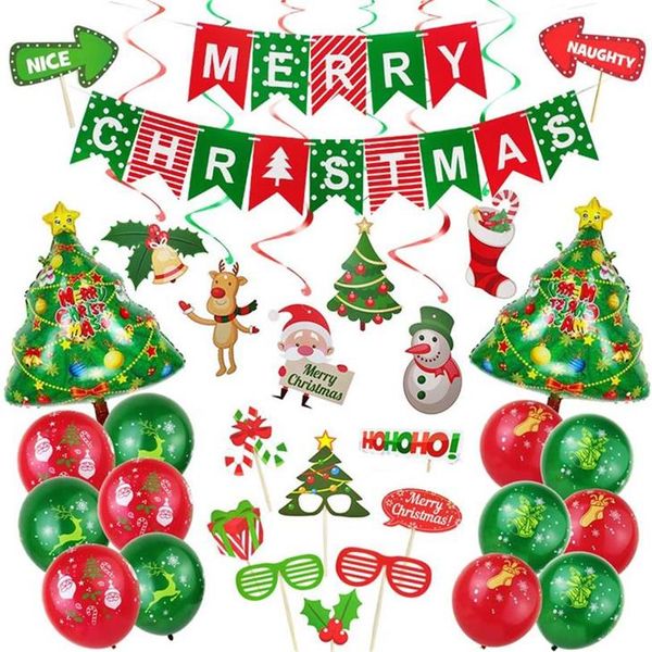 Christmas Hotel Decoration Aluminum Foil Balloon Set Xmas Photograph Props Spiral Ornaments Ceiling Decoration Party Toys Children Role Play Outside