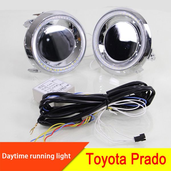 

2pcs led drl for toyo ta prado car led drl daytime running light fog lamp grille and waterproof wire of harness
