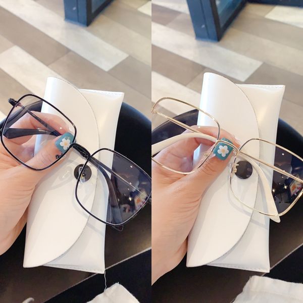 

ins street shooting big face thin glasses frame female myopia flat light big frame glasses female, Silver