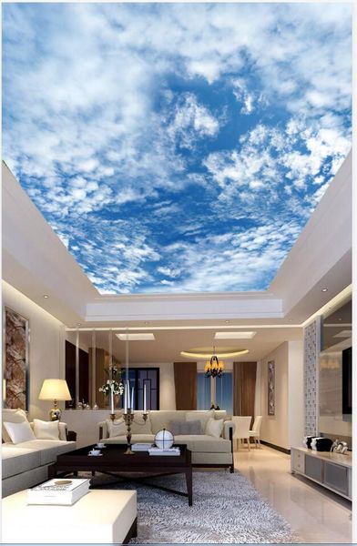 Custom 3d Photo Wallpaper Ceilings Beautiful Dreamy Blue Sky And White Clouds Ceiling Painting Widescreen High Definition Wallpapers Widescreen High