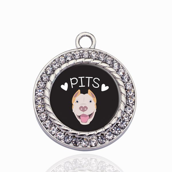 

pit bull lover circle charm charms pendant for diy necklace bracelet jewelry making handmade accessories, Bronze;silver