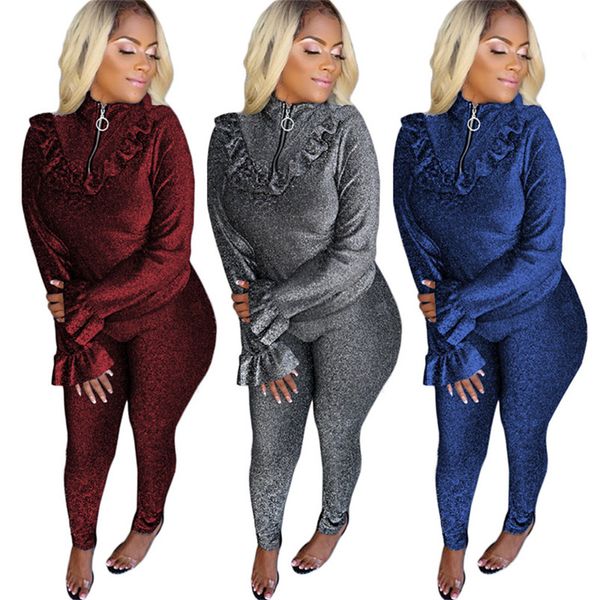 

women stretch sweatsuit zipper 2 piece set long sleeve t shirt leggings designer fall winter clothing casual outfits jogger suit 1641, White
