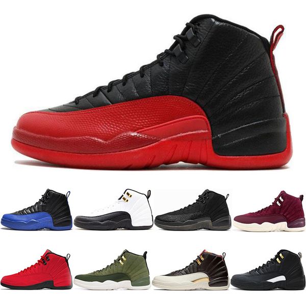 

12 12s men basketball shoes for mens game royal red triple black french university blue the master cny men sports sneakers size 7-13