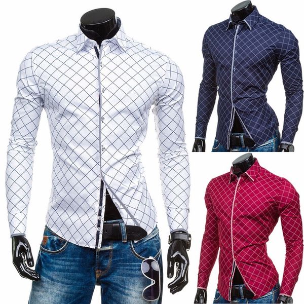 

zogaa brand new men shirts long sleeve british style slim fit plaid shirt men cotton men's casual underwear business 3xl, White;black