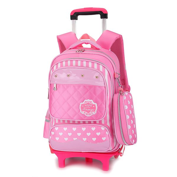 

latest removable children school bags with 3 wheels stairs kids boys girls trolley schoolbag luggage book bags wheeled backpack