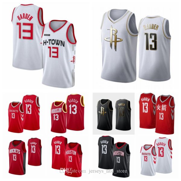 

men youth rockets james harden 19/20 city edition red white black swingman basketball jersey, Black;red