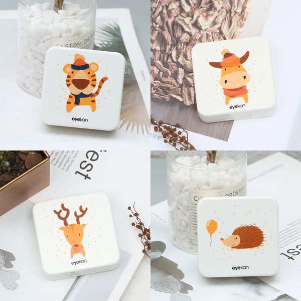 

animal forest invisible glasses myopia storage contact myopia eye mate cute small portable storage box dual box, Blue
