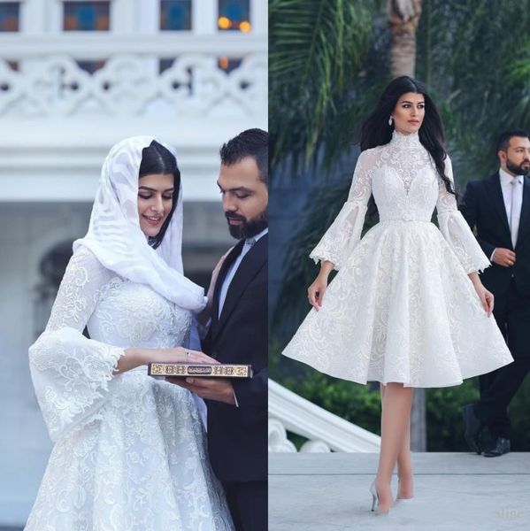 Discount Said Mhamad 2018 New White Lace Short Wedding Dresses
