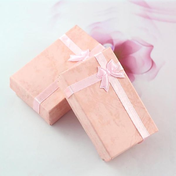 

gift box bow necklace ring earrings bracelet boxes exquisite gift box multi-use jewelry holder carton bow case wholesale, Pink;blue