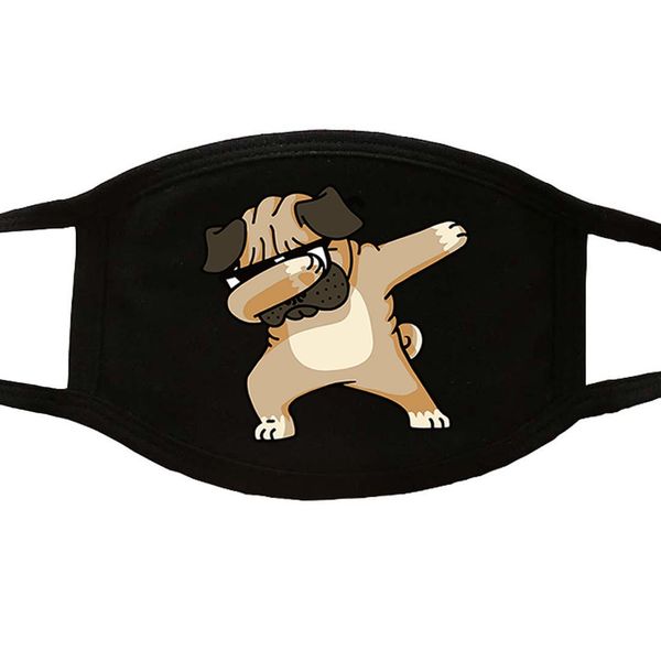 

симпатичные смешные прилагая мопс kawaii печати маски моющийся unisex black mask мягкий полиэстер маска высокого качества пыле mouth муфельн