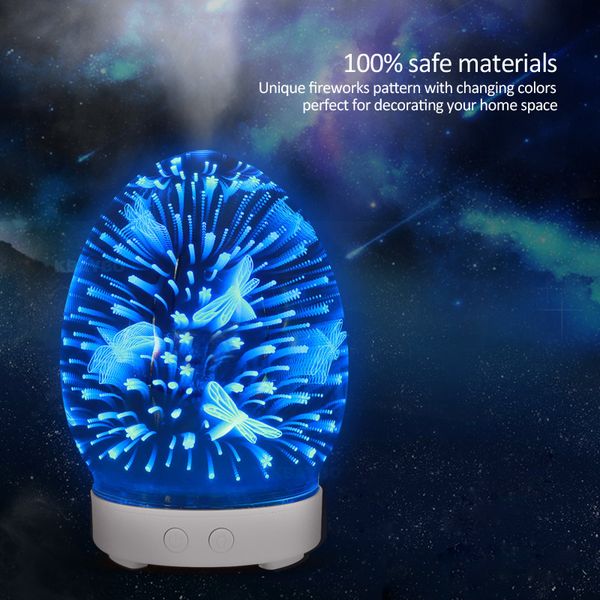 

3d flower vase lamp night light led with 7color bulbs diffuser humidification mist creative purified air plug dragonfly firework