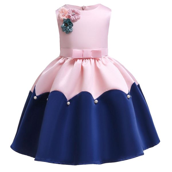 

flower girl princess romantic wedding party bridesmaid high-end dress girl graduation banquet first embroidered dress, Red;yellow