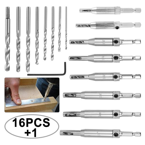 

16pcs hss self centering hinge drill bits set wood drilling door window pin cabinet woodworking drilling core drill bit