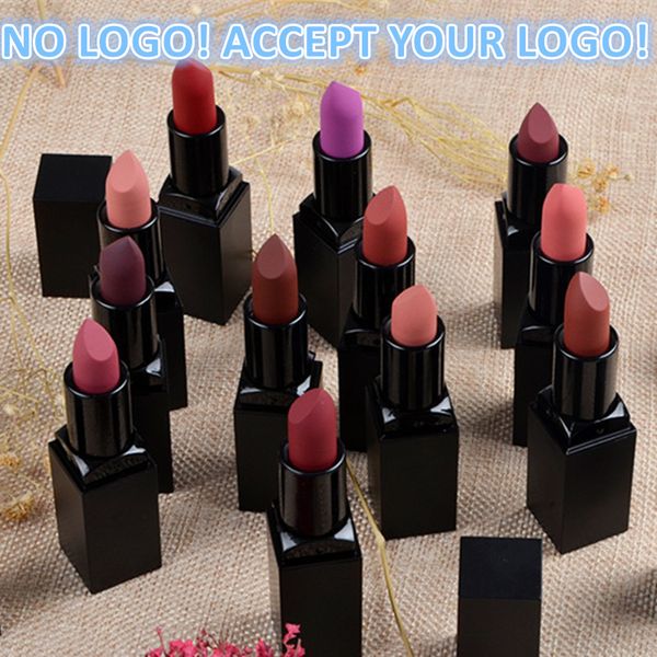 

no logo 12 colors matte lipstick square tube lipstick charming moisturizing lip balm accept customized logo