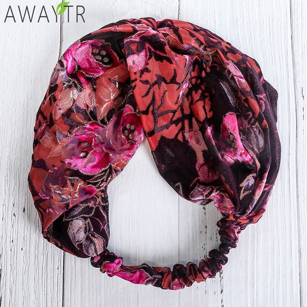 

awaytr fashion vintage hair accessories knotted hair bands velvet cross cloth elasticity headwear wide side women's of headbands