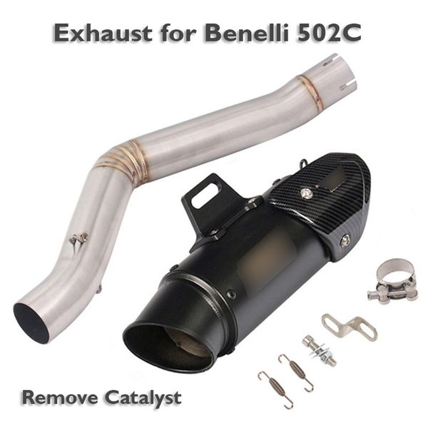 

для benelli 502c мотоцикл выхлопной наконечник глушитель трубы подключения среднего среднего звена трубки выхлопной системы скольжения на 50