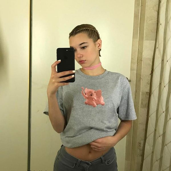 

20ss box logo elephant tee tee print elephant t shirt loose harajuku tshirt men women cotton casual tee, White;black