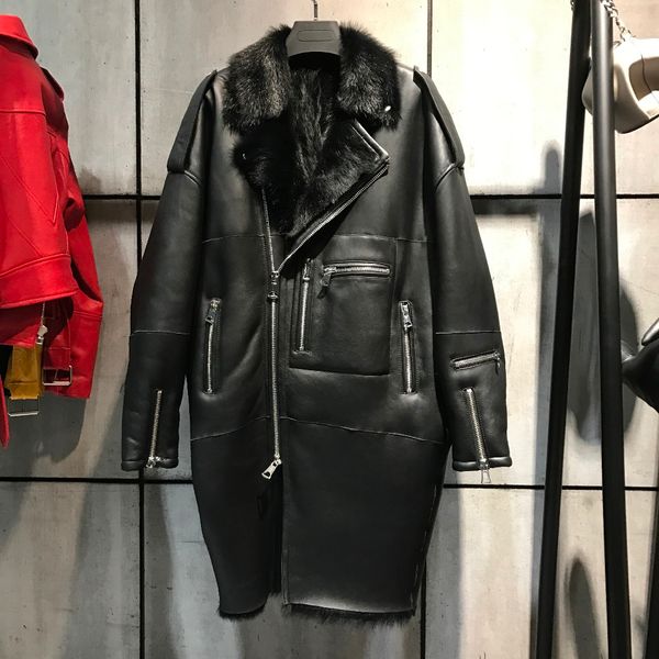 

lamb leather coat ladies shearling coat women suede jacket, Black
