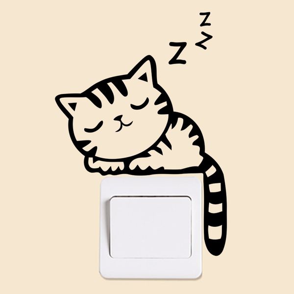 Mode Cartoon Katze Muster Lichtschalter Aufkleber für Schlafzimmer Dekoration