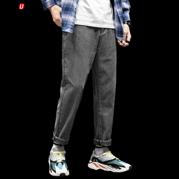 

vogueleo young fashion style design denim regular mid jeans distressed men funny printed new 2019 autumn clothing good quality, Blue