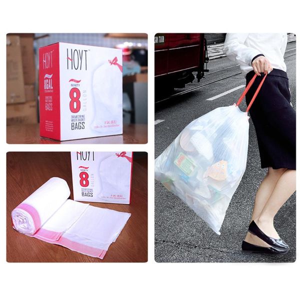 

trash bags 90pcs drawstring handle extraction household thickened plastic garbage