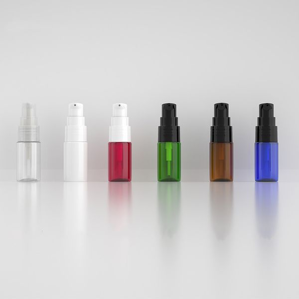 100 pz 10 ml Vuota blu/verde/marrone/trasparente PET emulsione pompa bottiglia 10 ML Mini Viaggio sub bottiglia. Hotel Bagno Latte Bottiglia di Imballaggio