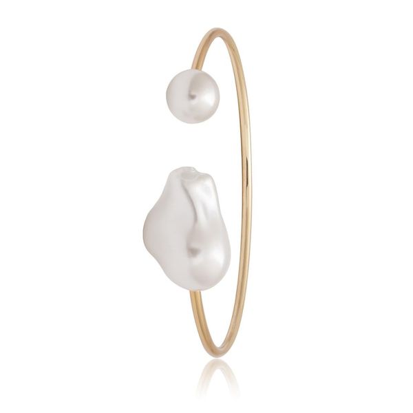 

charming gold pearl cuff bangles simple style elegant metal bracelet & bangle for women accessories, Black