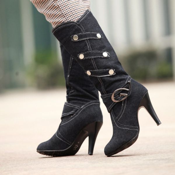 

big size 11-17 boots women shoes boots for women ladies willow buckle sleeve, Black