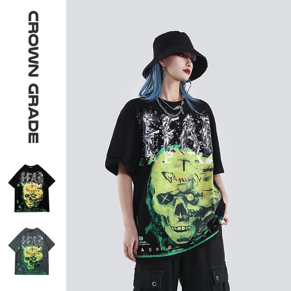 

brand fashion luxury designer men 2020 summer harajuku street негабаритные биохимический мужские черепа печати с короткими рукавами футболки, White;black