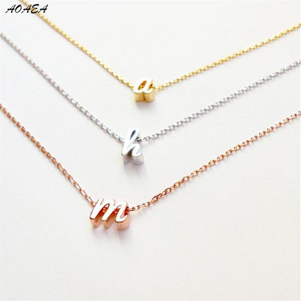 

начальное ожерелье cursive курсивное розовое золото серебро золото персонализированный подарок подружки невесты подарок на день рождения сце, Silver