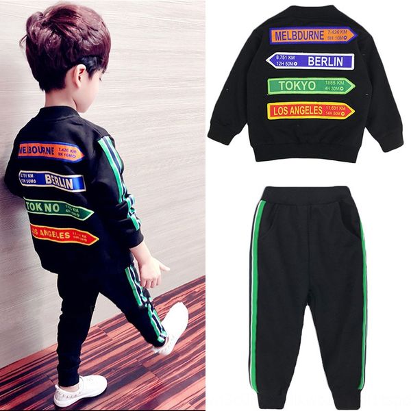 

wear boy's wear suit 2019 autumn mid-large boy's foreign style children's children's sports two-piece fashionable clothe