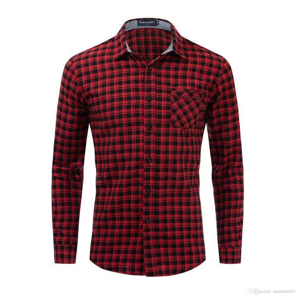 

новые больших размеров мужского хлопок случайный с длинными рукавами клетчатой ​​рубашки, White;black