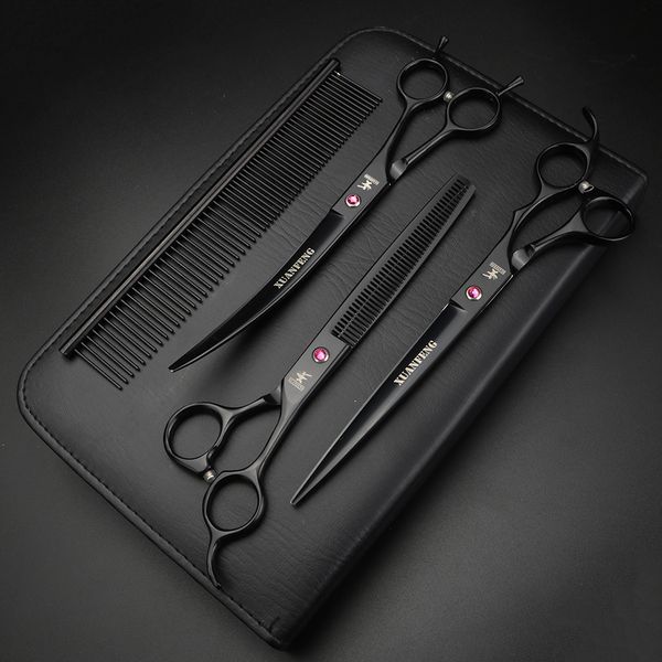 

xuanfeng 8 inch hair scissors dog grooming scissors hair cutting shear barber tool kit for cat animal shear set with bag comb