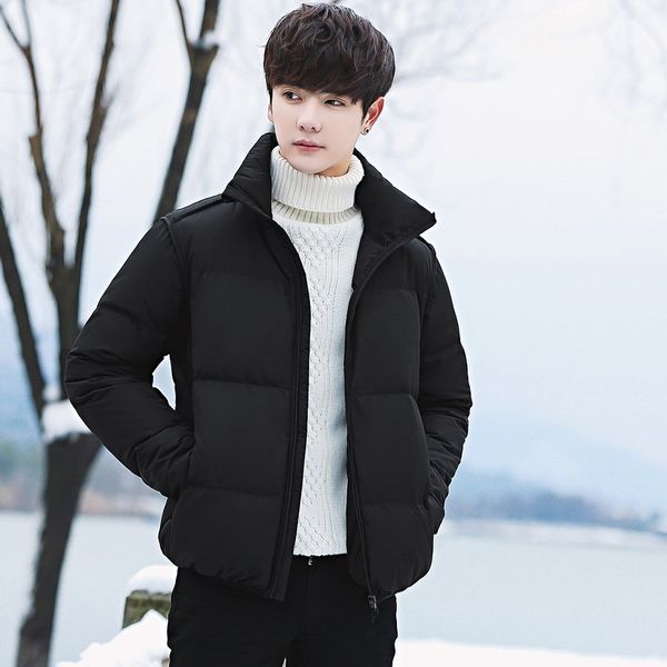 

зимняя пуховая свободная тренд теплая мужская куртка, Black