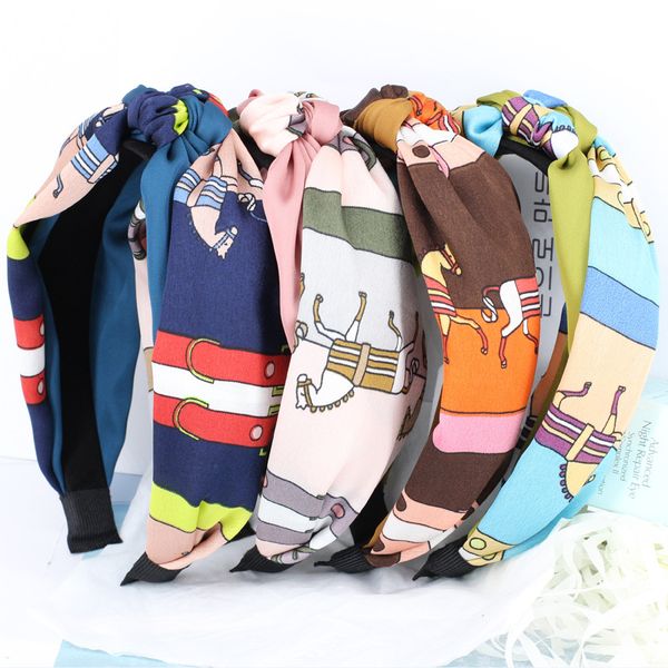 

4pcs/lot horse pattern hair bands for women two layer stretchy twisted turban animal print knot headbands girls hair accessories