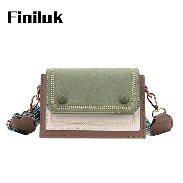 

finiluk korean women shoulder bag frosted pu leather wide strap crossbody bags small square bags contrast color biz124 pm49