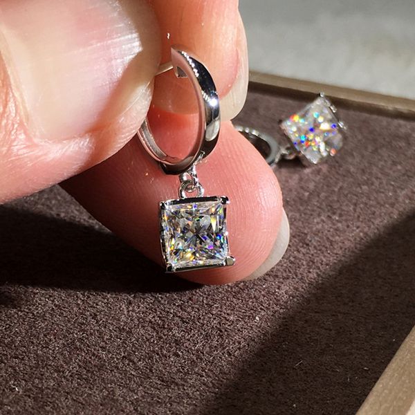 

got engaged jewellery for women square white cubic zircon 925 sterling silver vintage earrings jewelry ing, Golden;silver