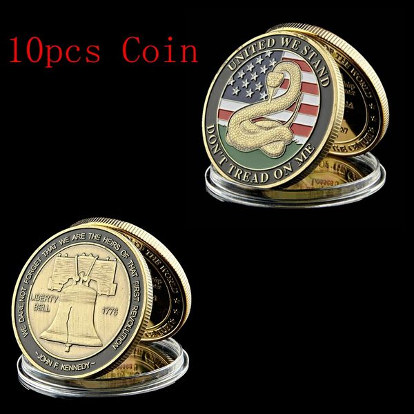 

10Pcs Free Shipping 1766 US Snake Liberty Bell Medal Token Copper Plated USA Military Challenge Coin