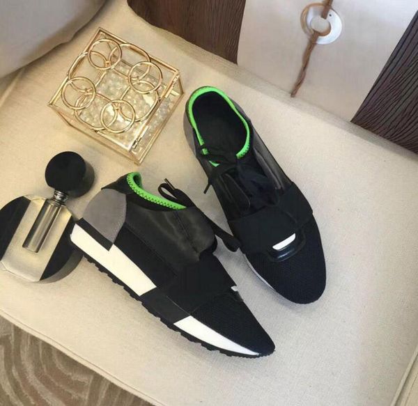 

with box new designer mixed colors shoe man casual race runner shoes woman pointed toe low cut scarpe lusso t07, Black